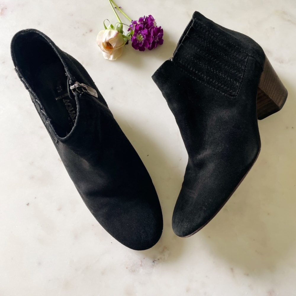 Aquatalia Black Suede Waterproof Ankle Boots Size 7.5